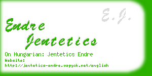 endre jentetics business card